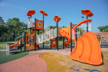 playgrounds in the garden and blue sky