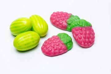 Fresas de gominolas y sandías de chicle