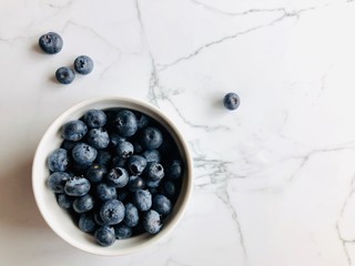Blueberries in a white bowl
