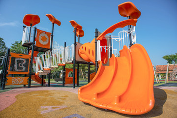 playgrounds in the garden and blue sky