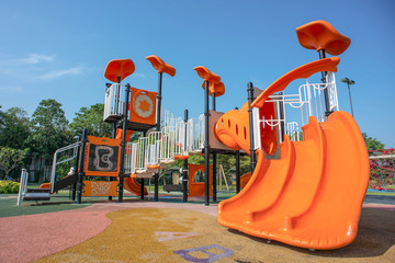 playgrounds in the garden and blue sky
