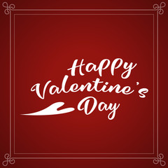 Happy Valentine's Day holiday lettering design. White Valentines text with heart script calligraphy font on red background. Illustration vector.