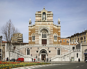 Fototapeta na wymiar Capuchin church - church of Our Lady of Lourdes in Rijeka. Croatia