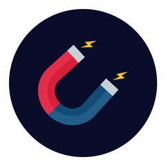 Simple horseshoe magnet with magnetic power. Flat vector illustration