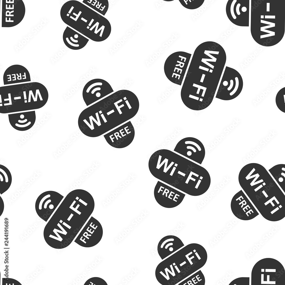 Aufkleber wifi free sign icon seamless pattern background. wi-fi wireless technology vector illustration. netw