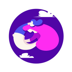 Loving couple hug each other. Love story. Happy Valentines card. Vector illustration in flat style