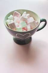 St. Valentines concept with marshmallow