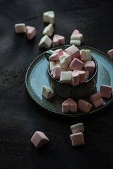 St. Valentines concept with marshmallow