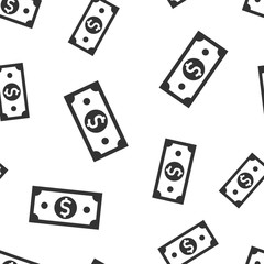 Dollar currency banknote icon seamless pattern background. Dollar cash vector illustration. Banknote bill symbol pattern.