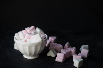 St. Valentines concept with marshmallow