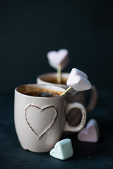 St. Valentines concept with marshmallow