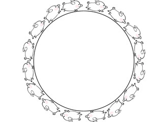 pig circle border vector