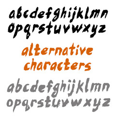 Brush Font Lowercase Letters Hand Written ABC with Alternatives
