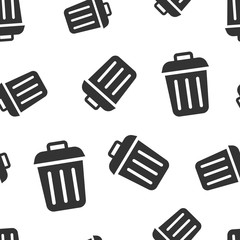 Trash bin garbage icon seamless pattern background. Trash bucket vector illustration. Garbage basket symbol pattern.