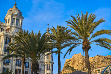Fototapeta na wymiar Alicante city and Santa Barbara castle Spain