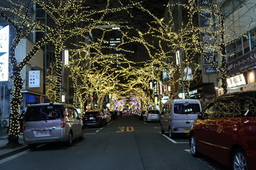 東京中央区銀座付近の街路イルミネーション