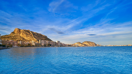 Fototapeta premium Alicante skyline at sunset from Postiguet