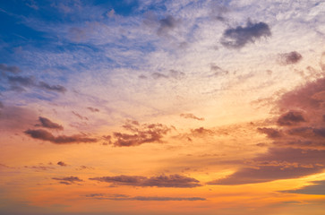 Fototapeta na wymiar Sunset colorful sky background orange
