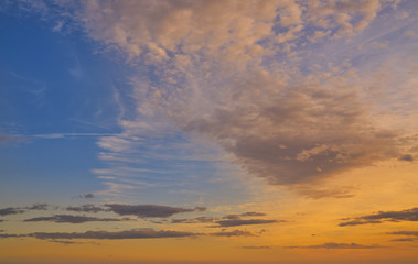 Sunset colorful sky background orange
