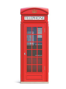 Naklejki Red phone booth. London, british and english symbol.