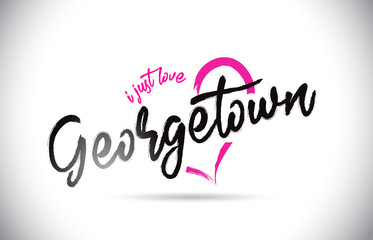 Georgetown I Just Love Word Text with Handwritten Font and Pink Heart Shape.