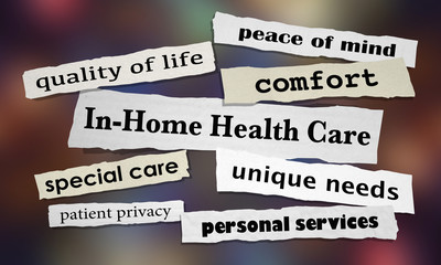 In-Home Health Care Newspaper Headlines 3d Illustration