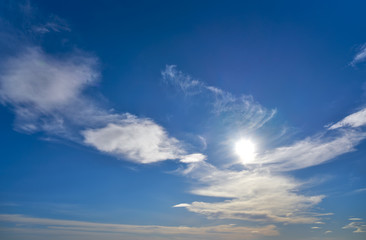 Naklejka na ściany i meble Blue sky in summer with white clouds
