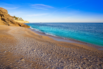 Fototapeta na wymiar La Caleta beach playa in Villajoyosa of Alicante