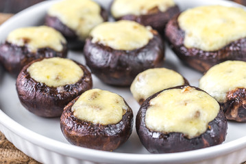 Baked mushrooms stuffed with mozzarella