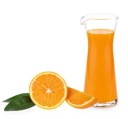 Orange juice glass isolated on white background
