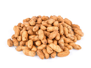 Peanuts on white background