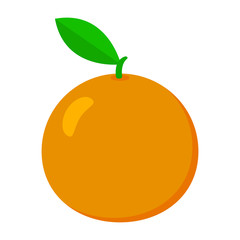 Orange fruit with leaf and slice. Vector illustration
