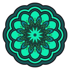 Green color Mandala, tribal ethnic ornament. Vector illustration. Islamic arabic indian pattern. For fashion print