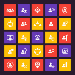 Human resources icons set, HR, personnel management