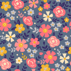 Seamless pattern for spring with flowers.
