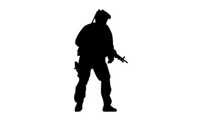  silhouette of soldiers holding weapons