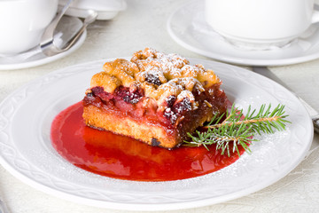 Lingonberry and raspberry jam tart