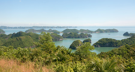 Panoramic landscape view of  Cat Ba Island, Ha Long Bay, Vietnam