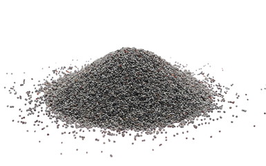 Poppy seeds macro isolated on white background