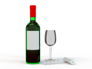 Wine Bottle Mockup. Blank Label. 3D