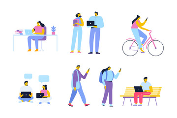 People of different ages and occupations. Male and female characters vector set. Flat vector characters isolated on white.	