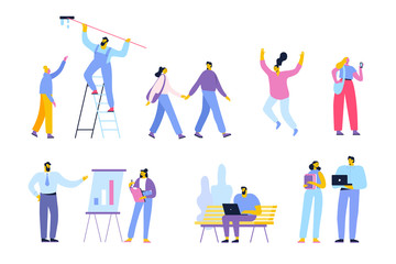 People of different ages and occupations. Male and female characters vector set. Flat vector characters isolated on white.	