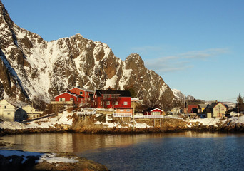 Norway; a little settlement along the coast of Lofoten