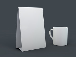 Stand for booklets with white sheets of paper. Mockup. 3D