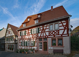 Fototapeta na wymiar Fachwerkhäuser in der Altstadt von Heppenheim an der Bergstraße, Hessen, Deutschland 