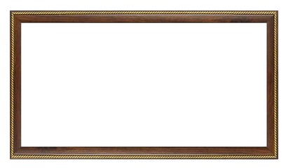 Panoramic wooden frame for paintings, mirrors or photo isolated on white background