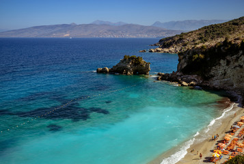 Beautiful beach for a holiday in Albania. Ionian Sea