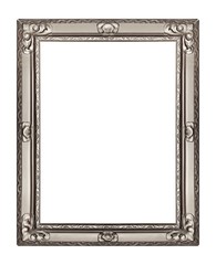 Silver frame for paintings, mirrors or photo isolated on white background