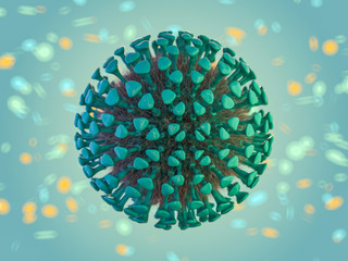 The virus in the body in the macro scale. 3D rendering