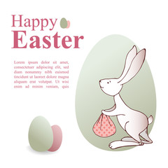 Easter holiday scene banner isolated vector illustration with bunnies. International Celebration Design with Typography for Greeting Card, Party.